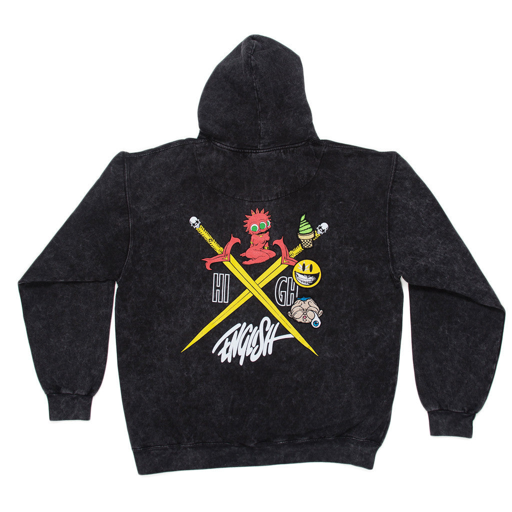 RON ENGLISH STRAWBERRY KUSH BLACK MINERAL HOODIE