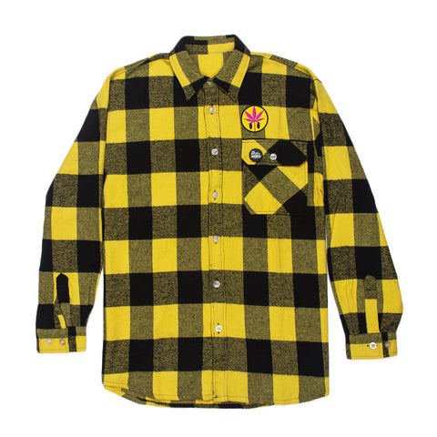 RON ENGLISH YELLOW WEED LEAF FLANNEL SHIRT